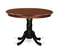 East West Furniture HLT-MBK-TP Hartland Table de salle à manger - une table de cuisine ronde avec socle sur pied, 106,7 x 106,7 cm, acajou et noir
