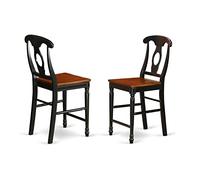 East West Furniture Kenley Lot de 2 chaises de bar avec assise en bois et structure en bois dur Noir