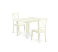 East West Furniture NDBO3-LWH-W Ensemble de vaisselle 3 pièces pour petits espaces, contient une table à manger rectangulaire avec chute et 2 chaises de cuisine et de salle à manger, 76,2 x 121,9 cm