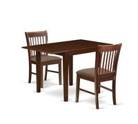 East West Furniture NDNO3-MAH-C Service de table 3 pièces pour petits espaces avec table de salle à manger rectangulaire et 2 chaises de cuisine en tissu de lin, 76,2 x 122,9 cm, acajou
