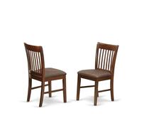 East West Furniture NFC-MAH-C Norfolk Lot de 2 chaises en bois tapissées de tissu de lin Acajou