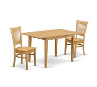 East West Furniture NOVA3-OAK-W Ensemble de table de cuisine 3 pièces pour petits espaces contenant une table à manger rectangulaire avec feuille de papillon et 2 chaises de salle à manger, 81,3 x