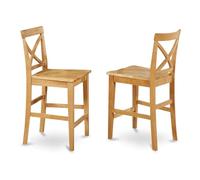 East West Furniture Pbs-Oak-W Lot de 2 tabourets avec dossier en X et assise en bois, finition chêne