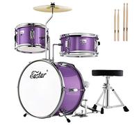 Eastar Drum Set 14 pouces pour débutants, kit de batterie junior 3 pièces avec caisse claire Tom basse, trône réglable, cymbale, pédale et deux paires de baguettes (violet métallique)