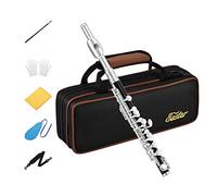 Eastar EPC-3S Instrument Piccolo pour débutants et étudiants en résine avec étui rigide, tige de nettoyage, chiffon, tampon et gants, 2 pièces, plaqué argent, noir