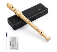 Eastar Flûte à bec soprano en style allemand pour débutants, enfant, clé de do, en bois d'érable, en trois parties, avec étui rigide, tableau des doigtes, ERS-31GM
