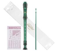 Eastar Flûte à bec soprano pour débutants enfants, flûte à bec allemande en clé de do, ABS, 3 parties, avec kit de nettoyage, sac en coton, tableau des doigtes, vert foncé, ERS-1GG