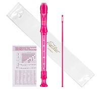 Eastar Flûte à bec soprano pour débutants, enfants, flûte à bec allemande en clé de do, nettoyage, sac de rangement, tableau des doigtes, rose foncé, ERS-1GP