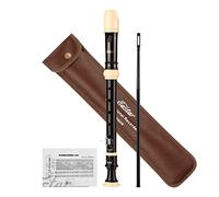 Eastar Flûte à bec soprano pour débutants enfants, flûte à bec baroque en e do, nettoyage, support de pouce, sac en cuir, tableau des doigtes, brun, ERS-21BB
