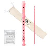 Eastar Flûte à bec soprano pour enfants débutants, instrument à doigté allemand en C, 3 pièces avec kit de nettoyage, repose-pouce, sac en coton, tableau des doigtés, ERS-21GP, rose