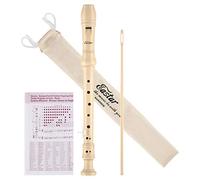 Eastar Flûte à bec soprano pour enfants débutants, instrument à enregistreur à doigté baroque en C, 3 pièces avec kit de nettoyage, repose-pouce, sac en coton, tableau des doigtés, ERS-21BN, naturel