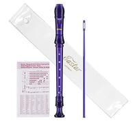 Eastar Flûte à bec soprano pour enfants, étudiants, débutants, doigté allemand, tonalité de do avec kit de nettoyage, sac de rangement, tableau de doigté, ERS-1GPu, violet, approuvé par les écoles