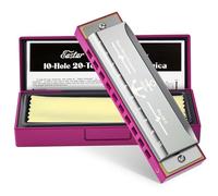 Eastar Major Blues Diatonic Harmonica, 10 trous Harmonica en clave de Do pour enfants, adultes, étudiants, avec étui rigide et tissu, Rose