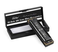 Eastar Major Blues Harmonica, 10 trous Harmonica en clave de Do pour enfants, adultes, étudiants, avec étui rigide et tissu, Noir