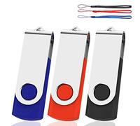 Eastbull 2 Pcs Stylo Design de Pivot Pouce Les lecteurs Flash USB 2.0 Memory Stick Pliez de Stockage (Couleurs Mélangées avec dragonne) 32 Go Black/Blue/Red