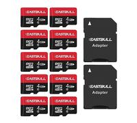 EASTBULL 4GB 10er Pack Micro SD Karten, 4GB SD Karten Pack Full HD Video 90MB/s UHS-I U1 Micro SDHC Klasse 10 für Überwachungs-Sicherheitskamera (10 Einheiten und 2 Adapter)