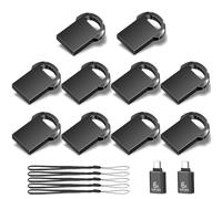 EASTBULL Lot de 10 mini clés USB 2.0 de type C 2.0 en métal avec cordon pour stockage et sauvegarde - 4 Go