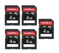 EASTBULL U1 V30 Lot de 5 Cartes SD de 4 Go Classe 10 Haute Vitesse de Lecture 100 Mo/s de Lecture pour Appareil Photo, vidéo Full HD, avec 5 Mini étuis (4 Go, Lot de 5)