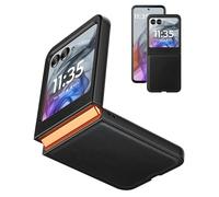 Eastcoo Coque fine pour Motorola Moto Razr 2024/Moto Razr 40 5G, [Cuir + Dos en polycarbonate rigide] [Support de charge sans fil] Coque de protection antichoc ultra-fine pour Motorola Razr 2024 5G,