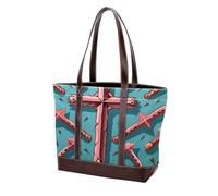 Easter Art Cross-1134 Grand sac à main en cuir délavé doux pour femme, Multicolore 02, 33.8x12x31cm/13.3x4.7x12.2 in