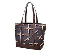 Easter Art Cross-1134 Grand sac à main en cuir délavé doux pour femme, Multicolore 03, 33.8x12x31cm/13.3x4.7x12.2 in