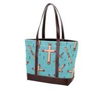 Easter Art Cross-1134 Grand sac à main en cuir délavé doux pour femme, Multicolore 06, 33.8x12x31cm/13.3x4.7x12.2 in