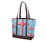 Easter Art Cross-1134 Grand sac à main en cuir délavé doux pour femme, Multicolore 07, 33.8x12x31cm/13.3x4.7x12.2 in