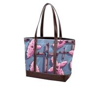 Easter Art Cross-1134 Grand sac à main en cuir délavé doux pour femme, Multicolore 08, 33.8x12x31cm/13.3x4.7x12.2 in