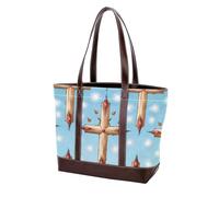 Easter Art Cross-1167 Grand sac à main en cuir délavé doux pour femme, Multicolore 01, 33.8x12x31cm/13.3x4.7x12.2 in