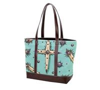 Easter Art Cross-1167 Grand sac à main en cuir délavé doux pour femme, Multicolore 05, 33.8x12x31cm/13.3x4.7x12.2 in