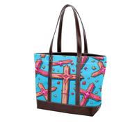 Easter Art Cross-1167 Grand sac à main en cuir délavé doux pour femme, Multicolore 07, 33.8x12x31cm/13.3x4.7x12.2 in