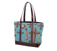 Easter Art Cross-1167 Grand sac à main en cuir délavé doux pour femme, Multicolore 08, 33.8x12x31cm/13.3x4.7x12.2 in