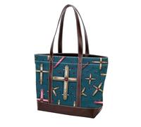 Easter Art Cross-1167 Grand sac à main en cuir délavé doux pour femme, Multicolore 09, 33.8x12x31cm/13.3x4.7x12.2 in