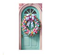 Easter Banner - Cute Waterproof Backdrop | Front Door Sign Happy Bunny Decor | 35x70 Inch For Office Classroom Farmhouse Porch Entryway Yard Garden Spring Holiday Party Outdoor Patio Celebration