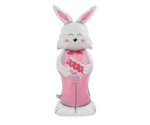 Easter Bunny Balloon - 59Inch Standing Aluminum Foil Decoration, Adorable Giant Inflatable Display with Self Support Base for Outdoor Garden Yard Porch Patio Lawn and FrontDoor