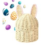 Easter Bunny Basket - Hand-Woven Snack Container, 6.5x6.5x10.24 Inches Toy Organizer Basket with Cute Bunny Design, Decorative Storage, Home Party Accessory for Dining Table Front Porch Church