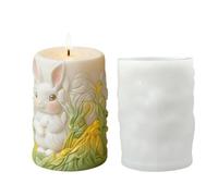 Easter Bunny Candle Mold - Easter Bunny Relief Silicone Crafting Mould, 1 Piece Cylinder Holiday Mold For Soap, Clay And Cement, Decorative Plaster Resin Craft For Home Accents And Parties