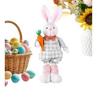 Easter Bunny Decoration | Soft Fabric Tall Standing Bunny 41-55cm | Plush Gnome With Extendable Legs | Hand-Held Carrots Or Flowers | Holiday Home, Party, And Kids Room Decor | Spring Celebration