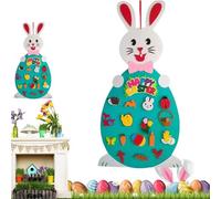 Easter Bunny Decorations, Felted Rabbit Backdrop 37.4x18.5 inches Wall with Removable Parts, Soft Fabric Theme Hardware, Festive Style with Detachable Detail, Home Decor for Celebrations