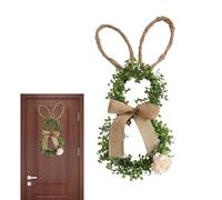 Easter Bunny Door Wreath - 19.6 inch Artificial Bunny Decor | Indoor Flower Bow Wreath - Spring Decoration for Home Porch Wall Window, Seasonal Holiday Display Indoor Outdoor