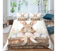 Easter bunny Ensemble De Literie Microfibre résistante 3 Pièces 3D Effet Léger Watercolor printemps design Parure de Lit avec Taie d'oreiller Facile d'entretien for Chambre Enfants Single（135x200cm）