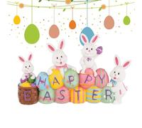 Easter Bunny Figurines Decoration, Spring Animal and Egg Party Decor, Eesin Tabletop Holiday Ornament for Desk Mantel Fireplace Stair Display, Indoor Outdoor Porch Easter Home Decoration Accent