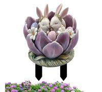 Easter Bunny Garden Stake - Œuf de Lapin Plat en Acrylique 2D, décoration de pelouse extérieure Mignonne | Bâton de imperméable pour la fête du Jardin de la Maison Printemps Vacances