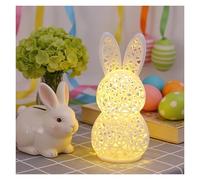 Easter Bunny Lamp 3D Printed Hollow Out Bunny Figurine Light Up Rabbit Statues for Table Office Bookshelf Decor Easter Spring Home Decor Gifts(Yellow)