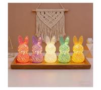 Easter Bunny Lamp 3D Printed Hollow Out Bunny Figurine Light Up Rabbit Statues for Table Office Bookshelf Decor Easter Spring Home Decor Gifts(5MIX)