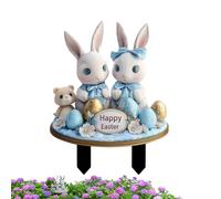 Easter Bunny Lawn Stake, Flat 2D Acrylic Garden Decoration, Cute Spring Plant Pot Stick, Party Favor Accessory, Patio and Outdoor Yard Decor, Fun, Easy to Use for Home Garden Spaces