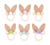 Easter Bunny Napkin Rings, Table Serviette Buckle Decor, Set of 6 Rings, for Festive Dining, Bunny Ear Shape Detail, Seasonal Tableware Accessory, Home Party Family Dinner