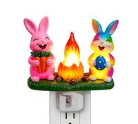 Easter Bunny Night Lights - Plug-In Easter Bunny Nightlight Decor, Lighted Spring Holiday Decoration for Bedroom Living Room Bathroom Farmhouse, Cute Rabbits Night Lights Wall Plug Festival Lamp