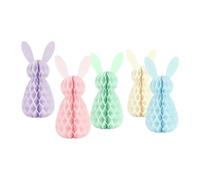 Easter Bunny Party Decoration - 5 Pieces Spring Holiday Ornament for Celebration | Paper with Pastel Colors, Indoor Outdoor Table Centerpiece Decorations for Egg Hunt Desk Tiered Tray Party Decor