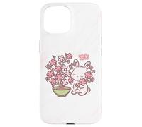Easter Bunny Pink Sakura Flower Cute Japanese Cherry Blossom Coque pour iPhone 15